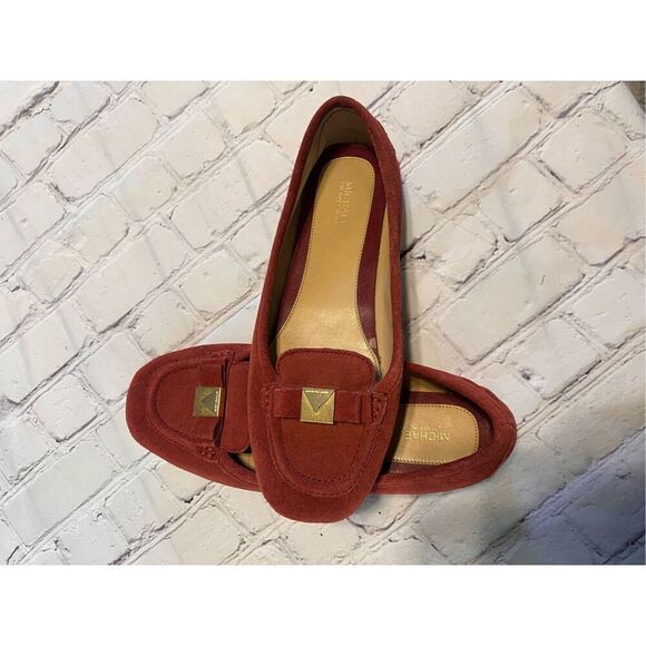 Michael Kors Size 8.5 Suede Leather Moccasin Driving Shoes Maroon Red Classy - Picture 10 of 11